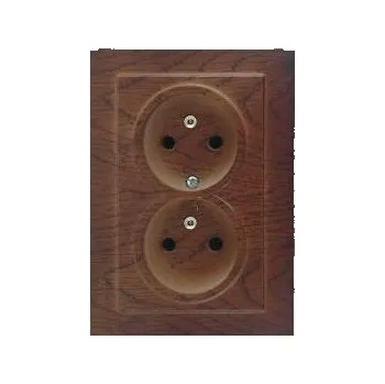 Elektrická zásuvka DK ELITE ZÁSUVKA 2-NÁS POOTOČENÁ TMAVÉ DŘEVO ZE2K-D3-P