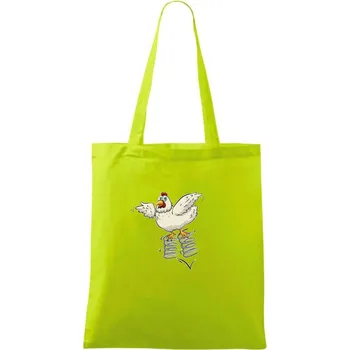 Slepice na perkách - Taška bavlněná - 42 x 38 cm ( Limetková )