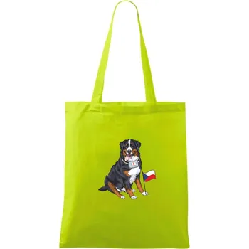 Pes záchranář bernský salašnický - Taška bavlněná - 42 x 38 cm ( Limetková )
