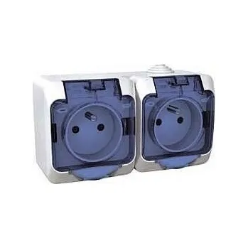 SCHN CEDAR PLUS ZÁSUVKA 2-NÁSOB 16A ČIRÝ KRYT NÁST IP44 BÍLÁ WDE000524