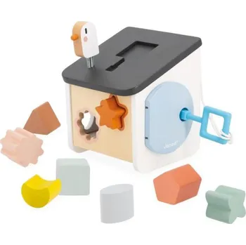 Dřevěná hračka Janod Sweet Cocoon Dřevěná motorická hračka třídění tvary a barvy Ptačí budka