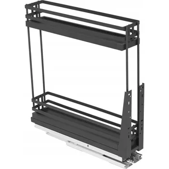 Mini nákladní koš Deluxe R-15 grafit 2p. pro skříňku 150 mm s tlumením dovírání AMIX