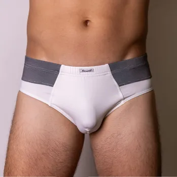 Slipy FAVAB Bílé slipy se šedou vsadkou SKIN SLIP 0103 Velikost výrobku: M