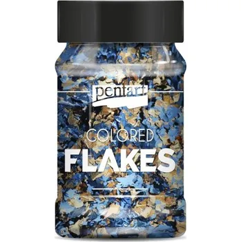 Speciální výtvarná barva Pentart Barevné fóliové vločky PENTART 100 ml MODRÁ - ZLATÁ