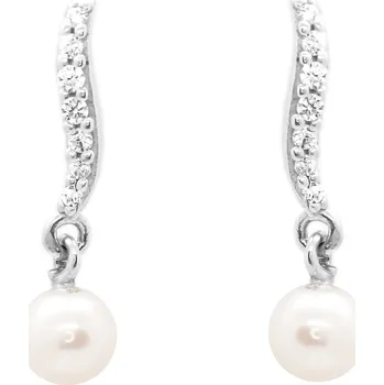 Náušnice Náušnice z bílého zlata s perlou a zirkony 7452350010040407