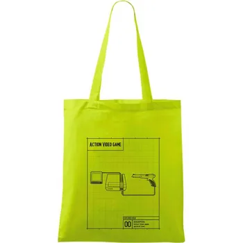 Nákres videohra se zbraní - Taška bavlněná - 42 x 38 cm ( Limetková )