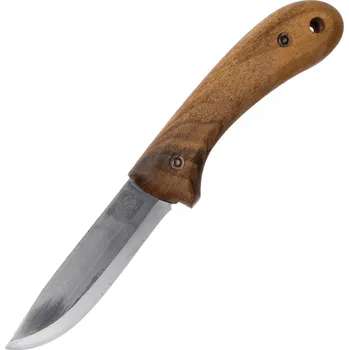 kapesní nůž Beavercraft Glacier uhlíková ocel bushcraft nůž s rukojetí z ořechového dřeva a koženým pouzdrem BSH