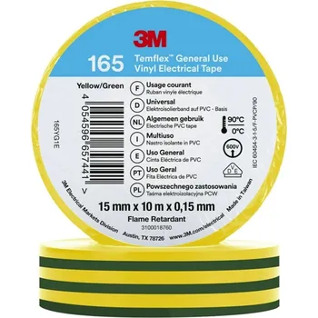 Prodlužovací kabel 3M PÁSKA TEMFLEX 165 15MMX10M ŽLUTO-ZELENÁ