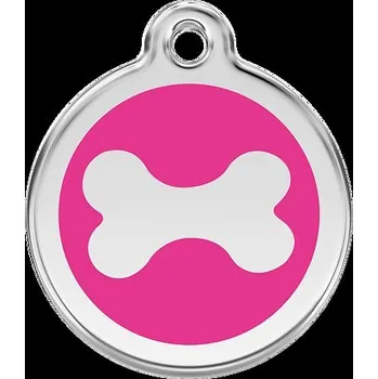 psí známka Známka Red Dingo Kost tmavě růžová velikost známky M - 30 mm