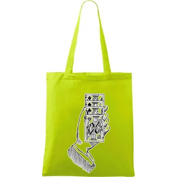 Poker ruka s kartama - Taška bavlněná - 42 x 38 cm ( Limetková )