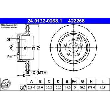 Brzdový kotouč Brzdový kotouč ATE 24.0122-0268.1