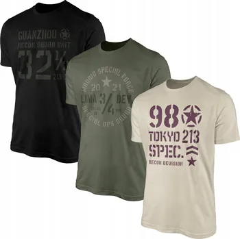 Pánské tričko Pánská vojenská trička sada 3 x T-shirt Tričko 100% Bavlna 3 ks