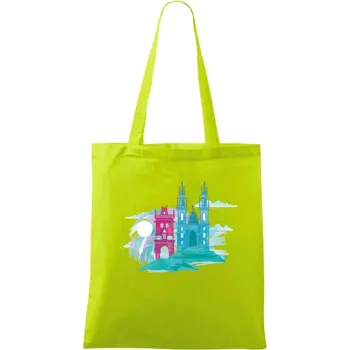 Praha v mlze - Taška bavlněná - 42 x 38 cm ( Limetková )