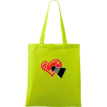 Badminton srdce - Taška bavlněná - 42 x 38 cm ( Limetková )