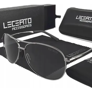 POLARIZAČNÍ SLUNEČNÍ BRÝLE UV400 LECERTO AVIATOR S POUZDREM POUZDRO - SET