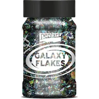 Speciální výtvarná barva Pentart Galaxy vločky PENTART 15 g SATURN ZELENÁ