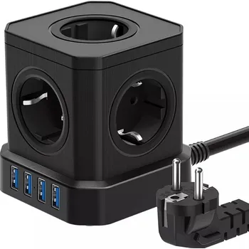 Napájecí kabel PRODLUŽOVACÍ KABEL KABEL SMART CUBE 2M 4X ZÁSUVKA 4X USB ZÁSUVKOVÁ LIŠTA