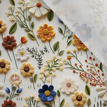 Šatovka / látka na šaty lesklá imitace výšivky světlá 6