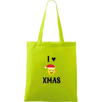 i love xmas smajlik - Taška bavlněná - 42 x 38 cm ( Limetková )