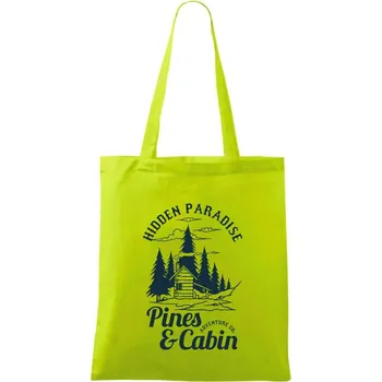 Pines and Cabin - Taška bavlněná - 42 x 38 cm ( Limetková )