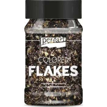 Speciální výtvarná barva Pentart Barevné fóliové vločky PENTART 100 ml ČERNÁ - ZLATÁ