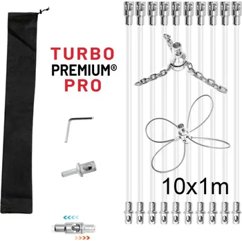 Čistič komínů Rotační kartáč na čištění komína s řetězovou hlavou a lankem TURBO Premium® PRO - 10m