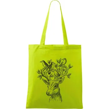 Jelen ochránce přírody - Taška bavlněná - 42 x 38 cm ( Limetková )