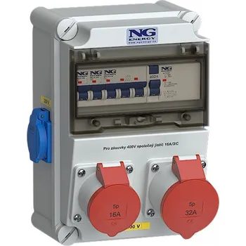 Rozvaděč NG KOMBINACE ZÁS. SC 53 5624 E.01 1X 32A 5P 400V, 1X 16A 5P 400V, 2X 16A 230V, CHRÁNIČ 4P, JISTIČE