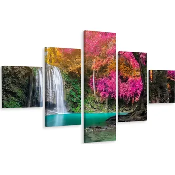 Obraz Vícedílný obraz KRAJINA Vodopád Podzim Les 200x120