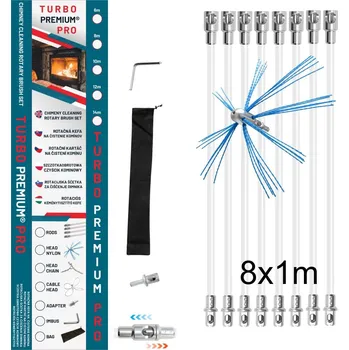Čistič komínů Rotační kartáč na čištění komína TURBO Premium® PRO - 8m
