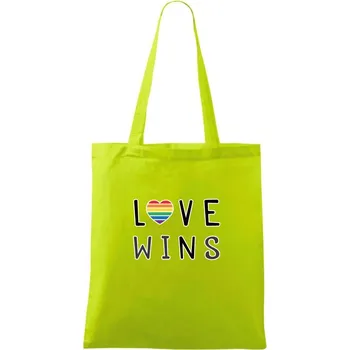 Love wins nápis - Taška bavlněná - 42 x 38 cm ( Limetková )