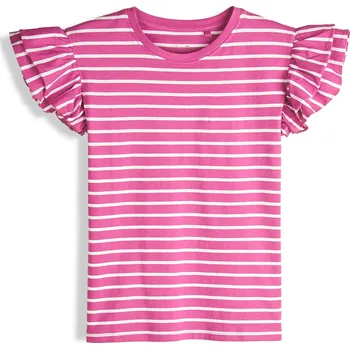 Dívčí oblečení GATE Bavlněné proužkované tričko s volány 7Y 425-0445/642
