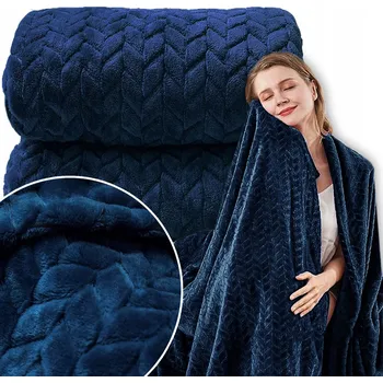 Přehoz na lůžko Deka 200x220 Mikrovlákno Lisovaná Přehoz Pled na Postel Vzor Rybí Kost 3D