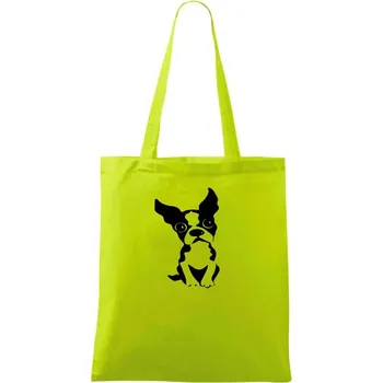 Bostonský teriér - Taška bavlněná - 42 x 38 cm ( Limetková )