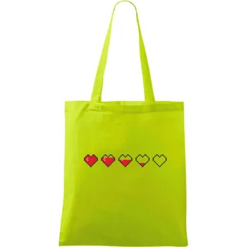 Gamer - srdce - životy - Taška bavlněná - 42 x 38 cm ( Limetková )