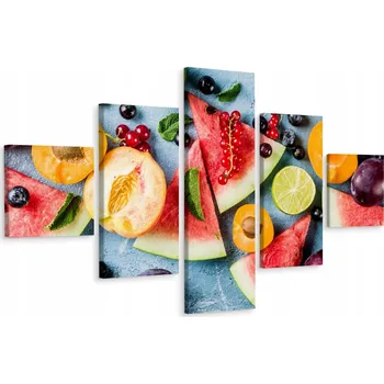 Obraz Vícedílný obraz Svěží OVOCE Meloun Borůvky 250x150 cm