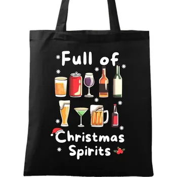 Bavlněná taška Vánoční Náladička – Christmas Spirits (Barva: Černá)