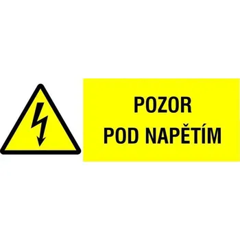 Samolepící etiketa CUP SAMOLEPKA POZOR POD NAPĚTÍM 26X74MM 0121A