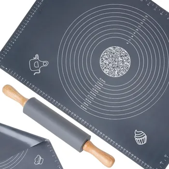 Váleček na těsto SADA SILIKONOVÉHO VÁL A VÁLÍKU S NEPŘILNAVÝM VÁLEČEK 64X45CM