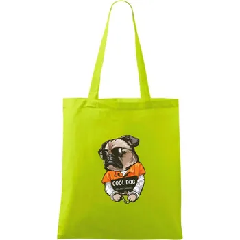 Mops výtržník - Taška bavlněná - 42 x 38 cm ( Limetková )