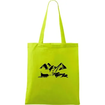 Nákupní taška Psí spřežení hory - Taška bavlněná - 42 x 38 cm ( Limetková )