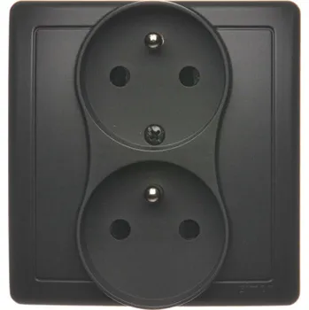 SIMON BASIC ZÁSUVKA 2-NÁS. S OCHR. KOLÍKY, CLONKY, GRAFIT BMGZ2TZ/28