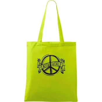 Peaceful world logo - Taška bavlněná - 42 x 38 cm ( Limetková )