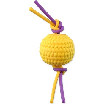 Hračka pro psa Hračka Dog Fantasy míček pěnový žlutý s TPR flexi lany 22x6,5x6,5cm