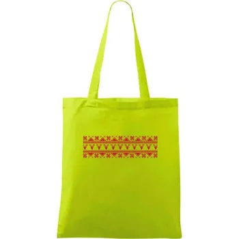 Vánoční vzor - jelen a vločka - Taška bavlněná - 42 x 38 cm ( Limetková )