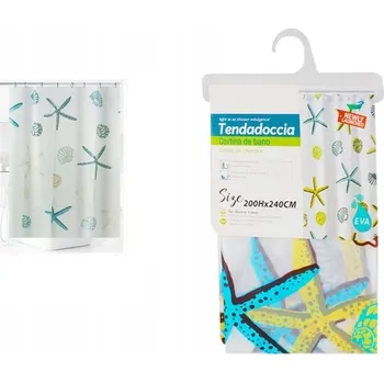 Prostěradlo ZÁVĚS SPRCHOVÁ 240 x 200 cm HÁČKY KOTVY MUŠLE MOŘSKÉ