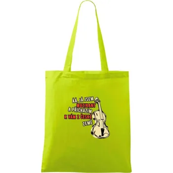 Já jsem muzikant a přichazím k vám z české země - Taška bavlněná - 42 x 38 cm ( Limetková )