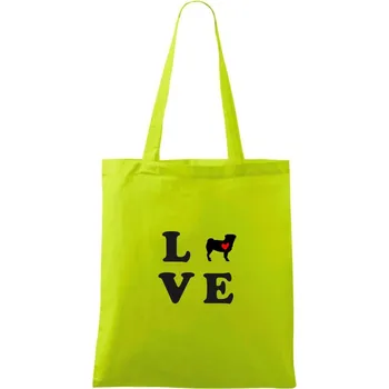 Mops love - Taška bavlněná - 42 x 38 cm ( Limetková )