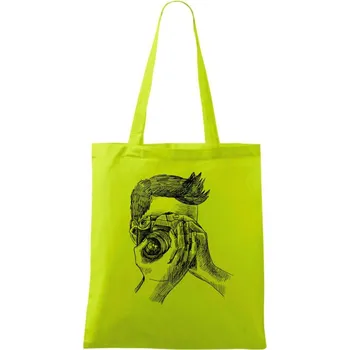 Fotograf kreslený - Taška bavlněná - 42 x 38 cm ( Limetková )