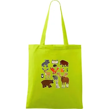 Lesní zvířátka - Taška bavlněná - 42 x 38 cm ( Limetková )